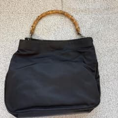 グッチ　バンブー　ナイロン×レザー　ショルダーバッグ　ブラックのサムネイル