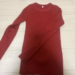 リブ編みレッド長袖トップスのサムネイル