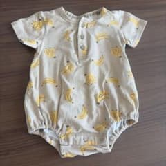 Birthday オーガニックコットン バナナ柄 ロンパース 70