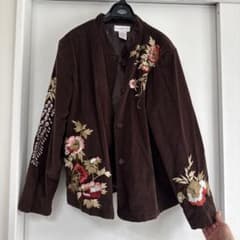 susan graver style 花柄刺繍 コーデュロイジャケットのサムネイル