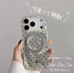 스탠드 첨부 iPhone17pro 케이스 도트 무늬 한국풍