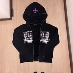 Drip‼️ フルジップ パーカー ブラック パープル クロスのサムネイル