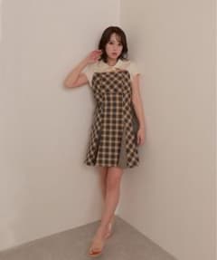 M DOLLY シャツドッキングチェックブロックドレス - メルカリ