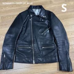 NOWARTT × SHIPS JET BLUE ホースレザー ライダース S黒 - メルカリ