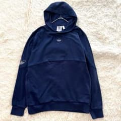 アディダス パーカー S M ネイビー プルオーバー トレフォイル 刺繍ロゴ