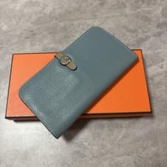 HERMES ベアン スフレ 長財布 ブルーのサムネイル