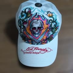Ed Hardy by メッシュキャップ スカル 刺繍 ホワイト Y2K - メルカリ