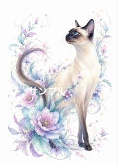 一作限り】花纏うシャム猫のフローラル水彩 シャム猫 L130 - メルカリ
