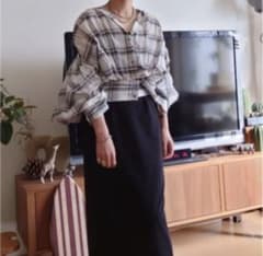 アーセンス　チェックギャザーブラウのサムネイル