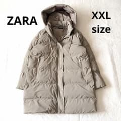 5518 美品✨ ザラ ZARA ダウンコート グレージュ XXL フード付き