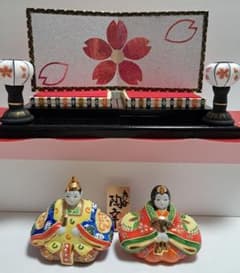 ⑲九谷焼 雛人形 親王飾り陶幸作 3号 屏風 ぼんぼりセット k-⑭九谷焼 ひな人形 3号 親王飾り 陶幸作 黄 - メルカリ