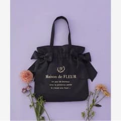 Maison de FLEUR ダブルリボンギャザートートバッグ ブラック 黒のサムネイル