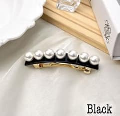 【上品・大粒】パールバレッタ ブラック 立体 韓国 清楚系 ヘアアクセサリー✨