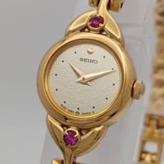 【新品電池/稼働】SEIKO ブレスウォッチ　ゴールド　2P ストーン