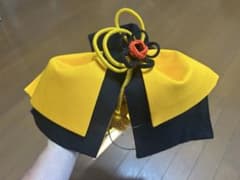 【新品】飾り付き作り帯 山吹色×黒 浴衣用 ワンタッチ 結び帯のサムネイル