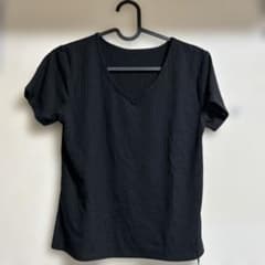 Vネック リブTシャツ ブラック Lサイズ　GRLのサムネイル