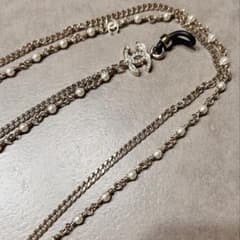 極美品CHANELグラスチェーンシャネルマークパールメガネチェーン 