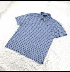 POLO RALPH LAUREN ポロシャツ ボーダー 水色 M相当のサムネイル
