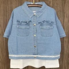 新品タグ付き メゾピアノ 接触冷感デニムシャツ＆Tシャツ サックス 