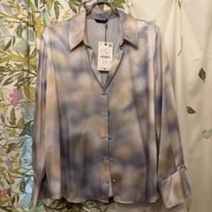 ZARA サテン調 タイダイ柄 長袖シャツ タグ付き