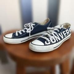 Converse ローカット スニーカー ネイビー ロゴ 24.5 男女のサムネイル