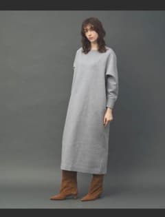 グレー ダンボール ロングワンピース 長袖