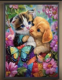 ダイヤモンドアート　犬　猫　花　キット　ビーズアート　蝶々　バタフライ