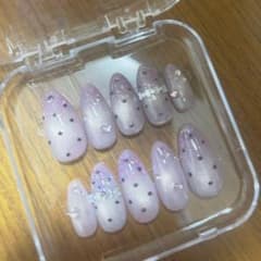 ネイルチップ パープル ドット ビジュー付きのサムネイル