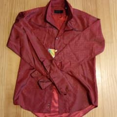 MAZZO メンズ 長袖シャツ ワインレッド Lサイズのサムネイル