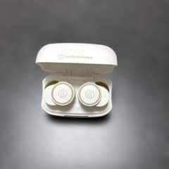Audio-Technica Wireless Earphones, White, with Charging Case
