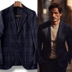 ISAIA イザイア テーラード ジャケット ネイビー チェック 46 M程