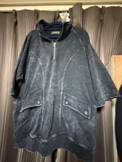 CLEL ハーフジップ スウェット ブラック ケミカルウォッシュ Lのサムネイル