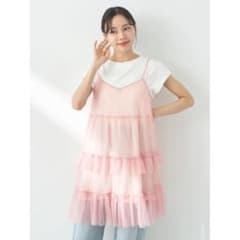 earth music&ecology チュールキャミワンピ　ピンクペチコート付のサムネイル