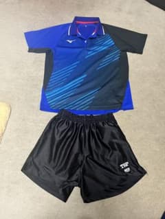 Mizuno 卓球ウェア Mサイズ 青/黒のサムネイル