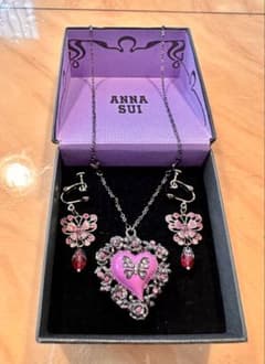 ANNA SUI necklace and earring set, purple