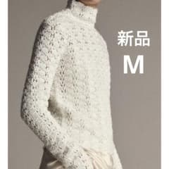 タグ付き新品 ZARA コントラストニットセーター Mサイズ エクリュ