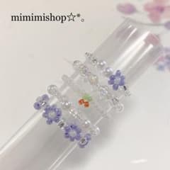 ビーズリング☆*。5点set 伸縮性有のサムネイル
