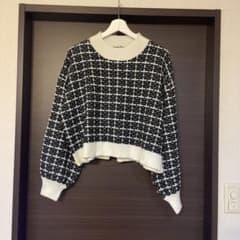 GRL チェック柄 クロップドニット 長袖のサムネイル