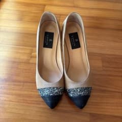 LANVIN ベージュ/黒 スパンコール付きハイヒールのサムネイル