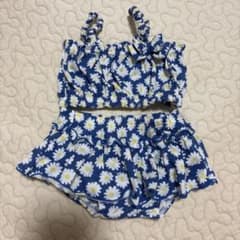 女の子用水着 80cm 青色　花柄のサムネイル