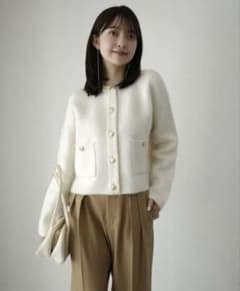 ánuans 2025 カシミヤブレンドノーカラーニットジャケット - メルカリ