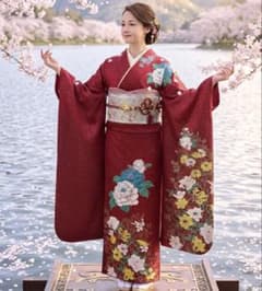 正絹振袖フルセット✨深紅 白牡丹 金銀彩 高級一点物 成人式✨前撮り