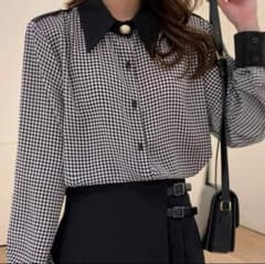 SHEIN  千鳥柄ブラウスのサムネイル