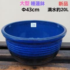新品　∅50　特大　陶器　睡蓮鉢　手造り　メダカ鉢　難有　ラピスブルー　青LDB 新品 大型 ∅43 陶器 睡蓮鉢 メダカ鉢 手造り ラピスブルー 濃紺 MDB①