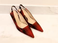 【美品】ZARA パンプス 赤　黒　チェックのサムネイル