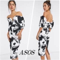 ASOS オフショルダーペンシルミディドレス　ドレスのサムネイル