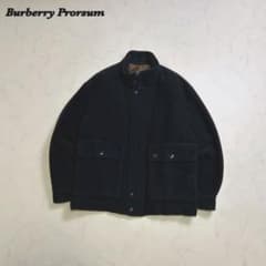 【極希少】90s Burberrys PRORSUMウールジャケット ブルゾン 最高級ライン】バーバリー プローサム ウール ジップブルゾン 黒 L