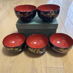 漆器 汁椀 5客セット 花柄 - メルカリ