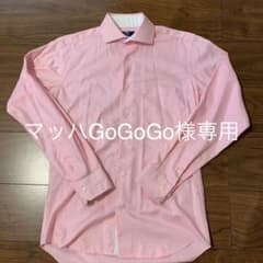 メンズ シャツ ワイシャツ　長袖　ビジネス  ピンク　桃色　sのサムネイル