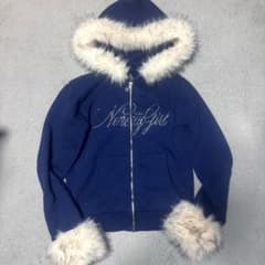 9090 NinetyGirl Rhinestone Fur ZipHoodie - メルカリ